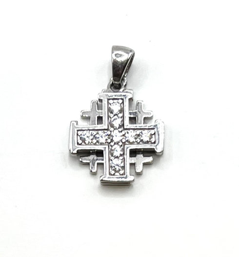 Sterling Silver Double Jerusalem Cross Pendant
